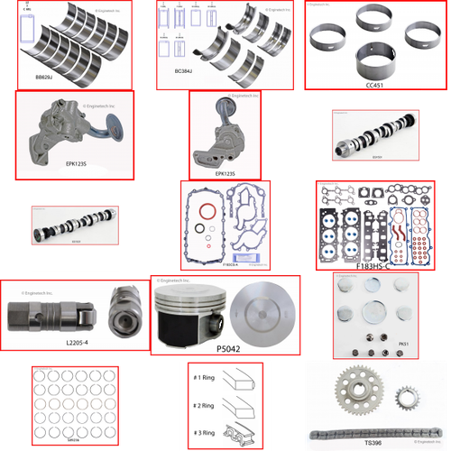 Enginetech MKF183VP Master Engine Rebuild Kit for 2002-2003 Mazda 183 3.0L V6 .040" Over Bore (3.545")