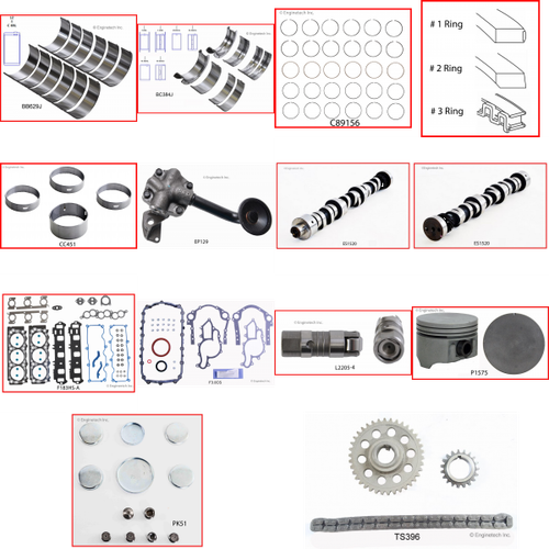 Enginetech MKF183SP Master Engine Rebuild Kit for 1999-2000 Ford 183 3.0L V6 Standard Bore (3.505")