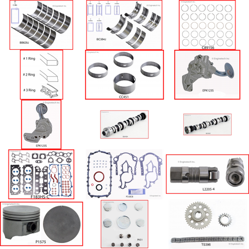 Enginetech MKF183TP Master Engine Rebuild Kit for 1999-2001 Ford 183 3.0L V6 .040" Over Bore (3.545")