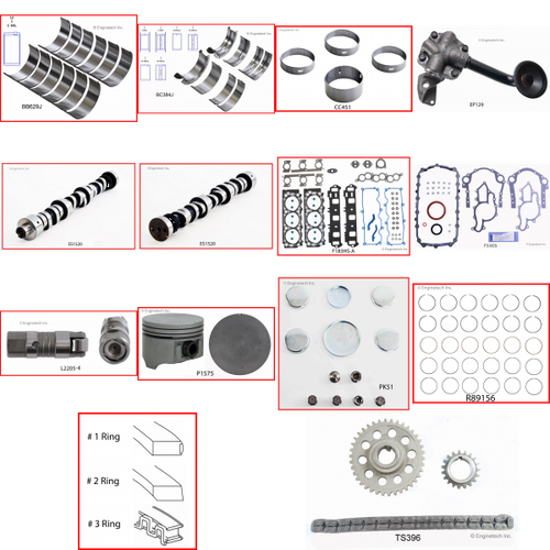 Enginetech MKF183S Master Engine Rebuild Kit for 1999-2000 Ford 183 3.0L V6 Standard Bore (3.505")