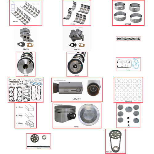 Enginetech MKF244FP Master Engine Rebuild Kit for 1997-2000 Ford 244 4.0L V6 .040" Over Bore (3.995")