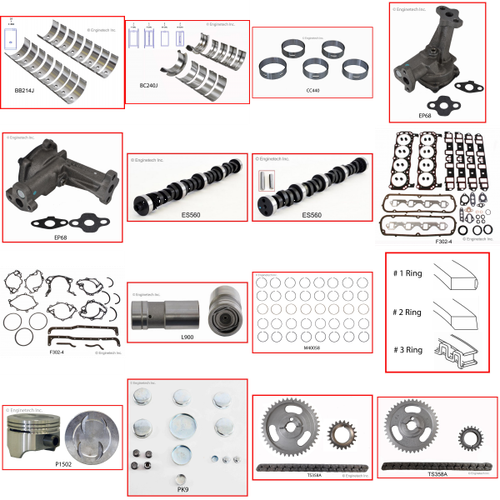 Enginetech MKF302AP Master Engine Rebuild Kit for 1966-1972 Ford 302 5.0L V8 .030" Over Bore (4.030")