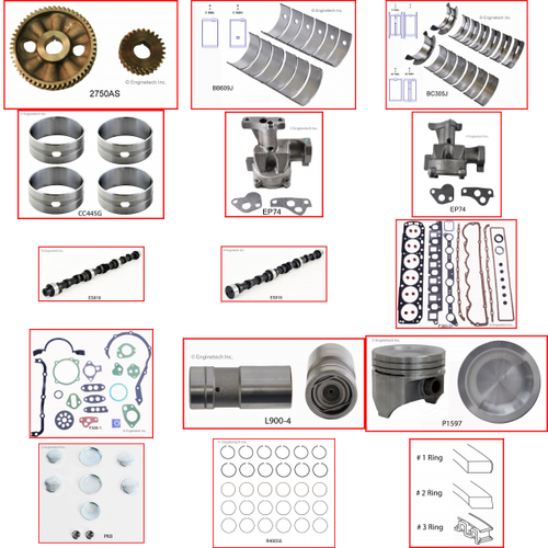 Enginetech MKF300A Master Engine Rebuild Kit for 1968-1985 Ford 300 4.9L V6 .060" Over Bore (4.060")