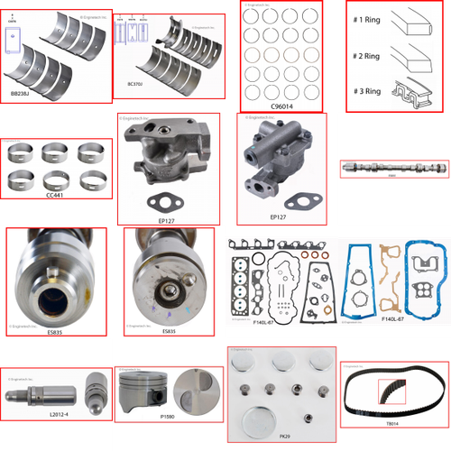 Enginetech MKF140JP Master Engine Rebuild Kit for 1989-1992 Ford 140 2.3L 4-Cyl .040" Over Bore (3.820")