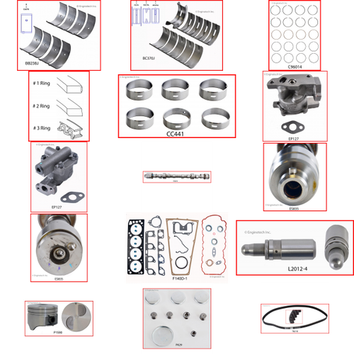 Enginetech MKF140KP Master Engine Rebuild Kit for 1993-1994 Ford 140 2.3L 4-Cyl Standard Bore (3.780")