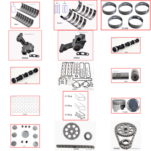 Enginetech MKF400AP Master Engine Rebuild Kit for 1971-1972 Ford 400 6.6L V8 .060" Over Bore (4.060")