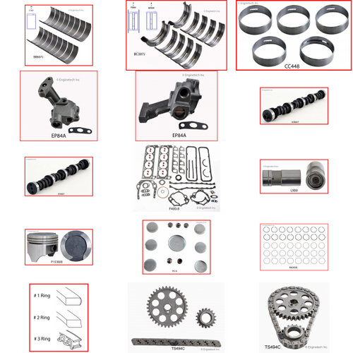 Enginetech MKF400A Master Engine Rebuild Kit for 1971-1972 Ford 400 6.6L V8 .040" Over Bore (4.040")