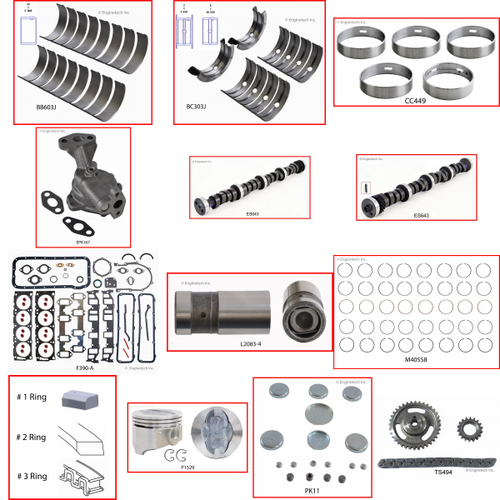 Enginetech MKF390P Master Engine Rebuild Kit for 1968-1973 Ford 390 6.4L V8 .060" Over Bore (4.110")