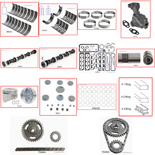 Enginetech MKF390A Master Engine Rebuild Kit for 1974-1976 Ford 390 6.4L V8 .060" Over Bore (4.110")