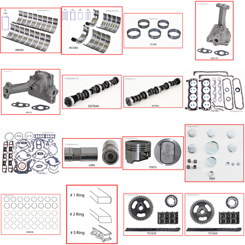 Enginetech MKF351WK Master Engine Rebuild Kit for 1987-1988 Ford 351 5.8L V8 .030" Over Bore (4.030")