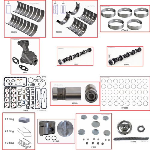 Enginetech MKF360P Master Engine Rebuild Kit for 1968-1973 Ford 360 5.9L V8 .040" Over Bore (4.090")