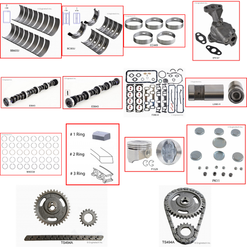 Enginetech MKF390AP Master Engine Rebuild Kit for 1974-1976 Ford 390 6.4L V8 .030" Over Bore (4.080")