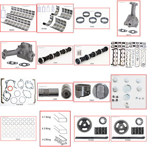 Enginetech MKF351WD Master Engine Rebuild Kit for 1983-1986 Ford 351 5.8L V8 Standard Bore (4.000")