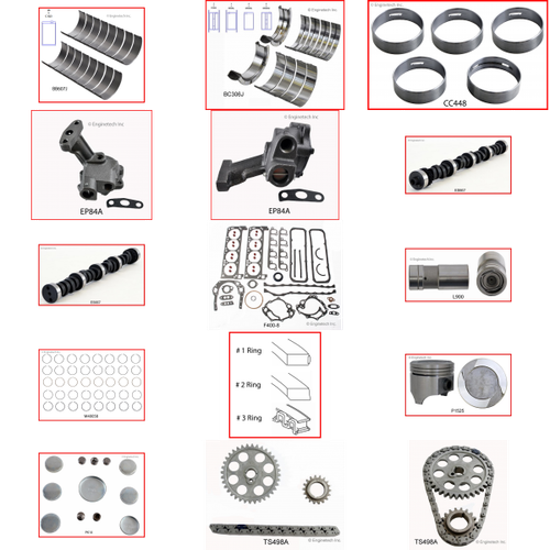 Enginetech MKF351MCP Master Engine Rebuild Kit for 1977-1979 Ford 351 5.8L V8 .040" Over Bore (4.040")