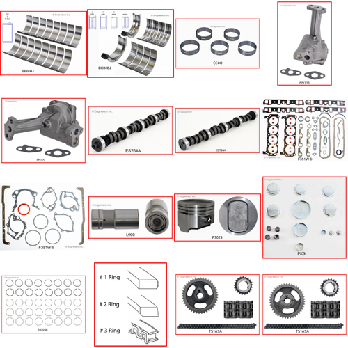 Enginetech MKF351WF Master Engine Rebuild Kit for 1983-1986 Ford 351 5.8L V8 .030" Over Bore (4.030")