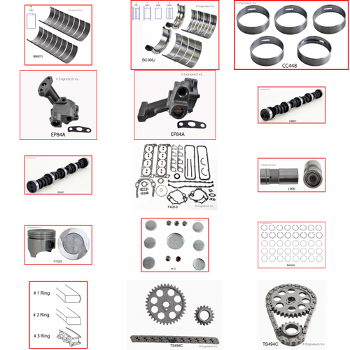 Enginetech MKF351MB Master Engine Rebuild Kit for 1977-1982 Ford 351 5.8L V8 .040" Over Bore (4.040")