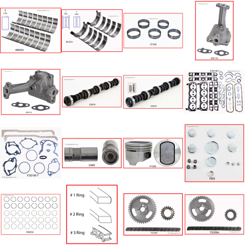 Enginetech MKF351WA Master Engine Rebuild Kit for 1969-1972 Ford 351 5.8L V8 .060" Over Bore (4.060")