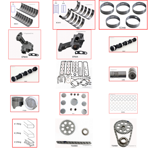 Enginetech MKF351MA Master Engine Rebuild Kit for 1975-1976 Ford 351 5.8L V8 .060" Over Bore (4.060")