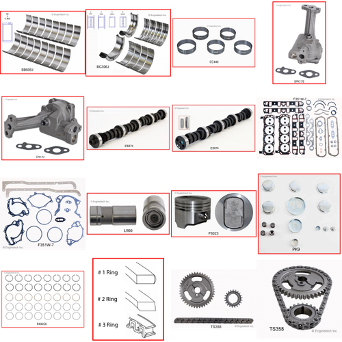 Enginetech MKF351WC Master Engine Rebuild Kit for 1977-1983 Ford 351 5.8L V8 .030" Over Bore (4.030")