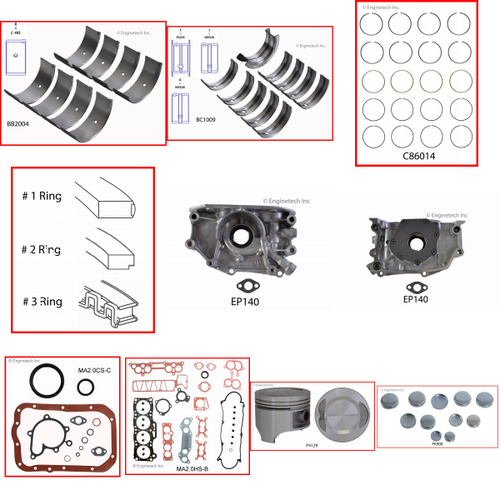 Enginetech MKMA2.0P Master Engine Rebuild Kit for 1983-1984 Mazda 2.0L 4-Cyl .040" Over Bore (3.425")