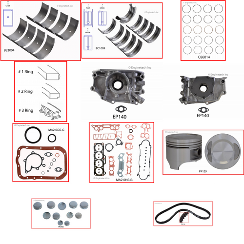 Enginetech MKMA2.0AP Master Engine Rebuild Kit for 1984-1985 Mazda 2.0L 4-Cyl .040" Over Bore (3.425")