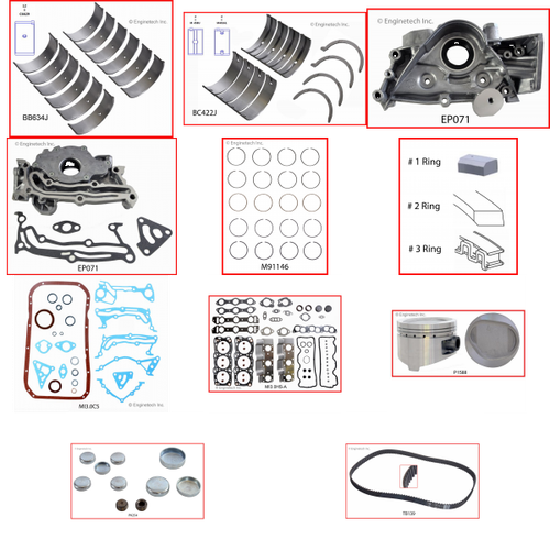 Enginetech MKMI3.0P Master Engine Rebuild Kit for 1989-1993 Mitsubishi 3.0L V6 .030" Over Bore (3.615")