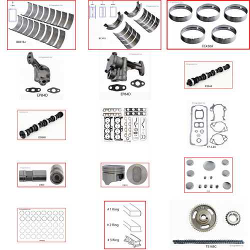 Enginetech MKF460B Master Engine Rebuild Kit for 1988-1992 Ford 460 7.5L V8 .040" Over Bore (4.400")