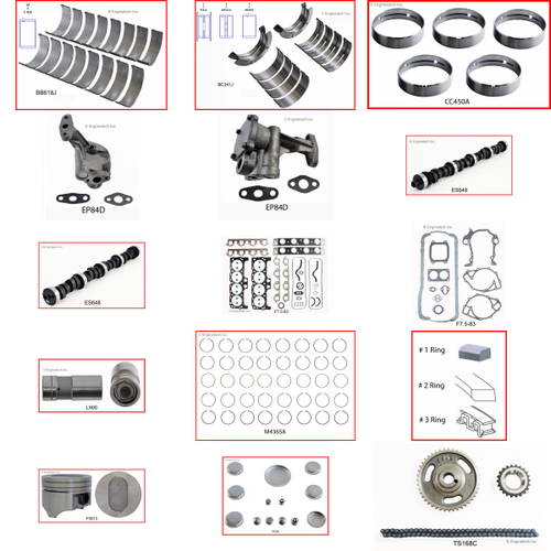 Enginetech MKF460BP Master Engine Rebuild Kit for 1988-1992 Ford 460 7.5L V8 Standard Bore (4.360")