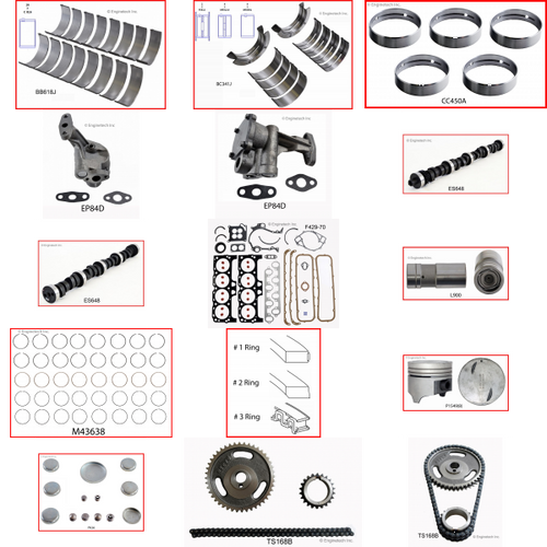 Enginetech MKF429P Master Engine Rebuild Kit for 1980-1989 Ford 429 7.0L V8 .040" Over Bore (4.400")