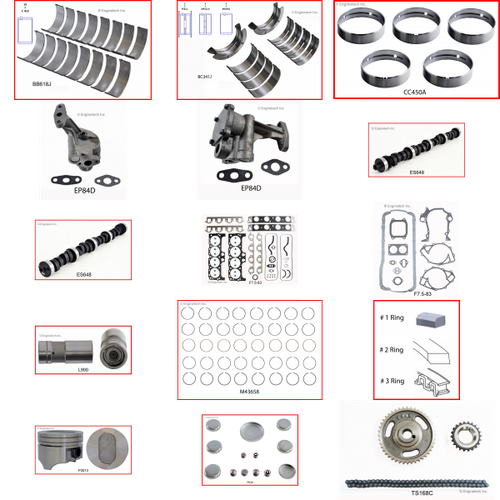 Enginetech MKF460BP Master Engine Rebuild Kit for 1988-1992 Ford 460 7.5L V8 .030" Over Bore (4.390")
