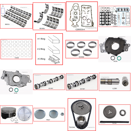 Enginetech MKIS5.3CP Master Engine Rebuild Kit for 2004-2004 Isuzu 5.3L V8 .020" Over Bore (3.800")