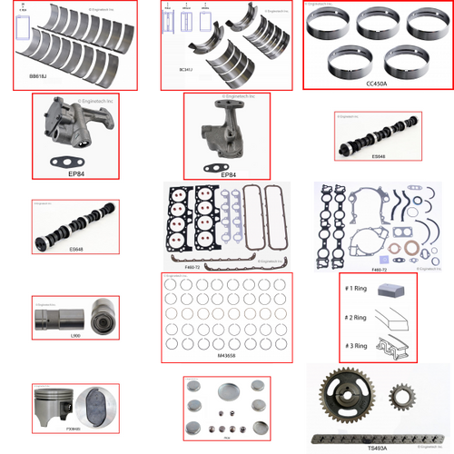Enginetech MKF429AP Master Engine Rebuild Kit for 1968-1973 Ford 429 7.0L V8 .030" Over Bore (4.390")