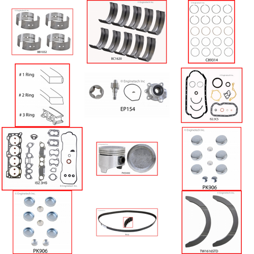 Enginetech MKIS2.3P Master Engine Rebuild Kit for 1986-1995 Isuzu 2.3L 4-Cyl .040" Over Bore (3.555")