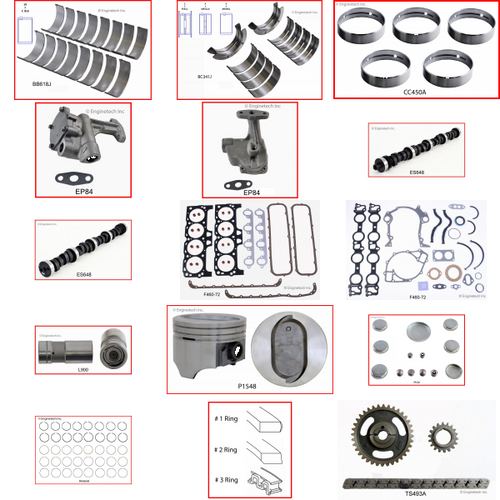Enginetech MKF460H Master Engine Rebuild Kit for 1968-1971 Lincoln 460 7.5L V8 .040" Over Bore (4.400")