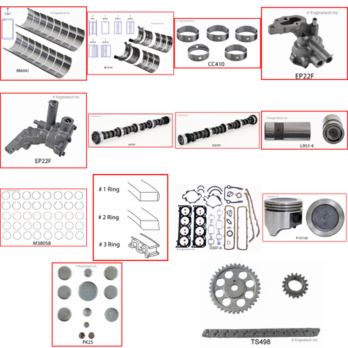 Enginetech MKO307P Master Engine Rebuild Kit for 1980-1984 Oldsmobile 307 5.0L V8 .040" Over Bore (3.840")