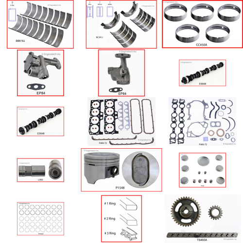 Enginetech MKF460H Master Engine Rebuild Kit for 1968-1971 Lincoln 460 7.5L V8 .060" Over Bore (4.420")