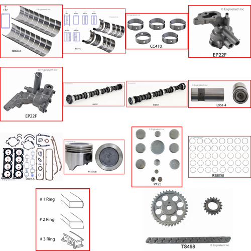 Enginetech MKO307 Master Engine Rebuild Kit for 1980-1984 Oldsmobile 307 5.0L V8 .040" Over Bore (3.840")