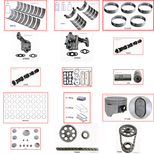 Enginetech MKF460EP Master Engine Rebuild Kit for 1986-1987 Ford 460 7.5L V8 Standard Bore (4.360")