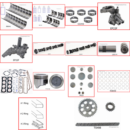 Enginetech MKO307 Master Engine Rebuild Kit for 1980-1984 Oldsmobile 307 5.0L V8 Standard Bore (3.800")
