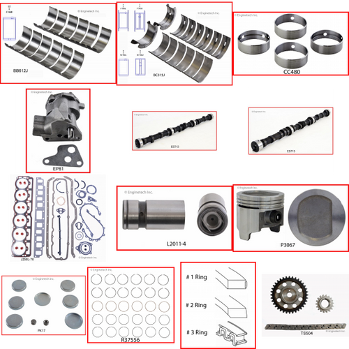 Enginetech MKJ258C Master Engine Rebuild Kit for 1982-1982 Jeep 258 4.2L V6 .030" Over Bore (3.780")