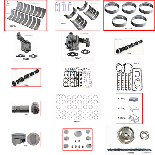 Enginetech MKF460CP Master Engine Rebuild Kit for 1992-1992 Ford 460 7.5L V8 .030" Over Bore (4.390")