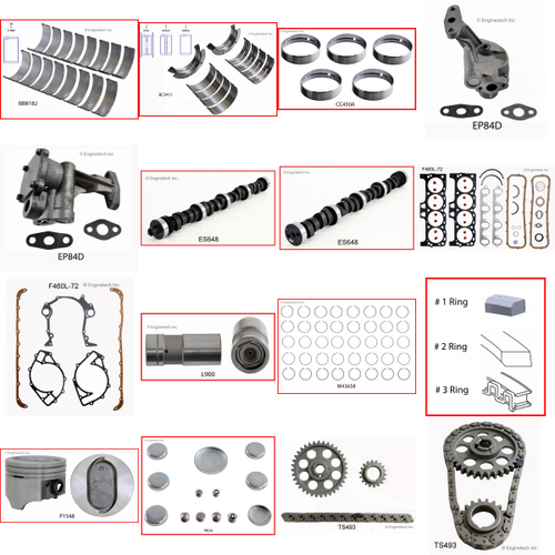 Enginetech MKF460DP Master Engine Rebuild Kit for 1985-1986 Ford 460 7.5L V8 .030" Over Bore (4.390")