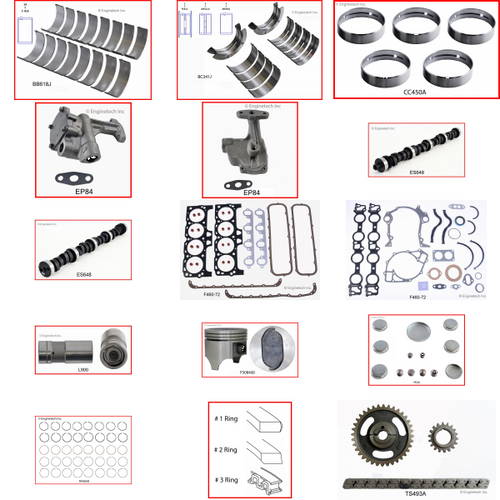 Enginetech MKF429A Master Engine Rebuild Kit for 1968-1973 Ford 429 7.0L V8 .060" Over Bore (4.420")