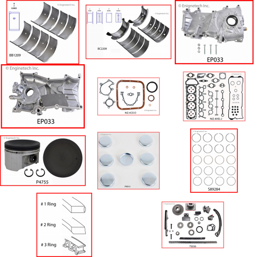 Enginetech MKNI2.4LP Master Engine Rebuild Kit for 1998-2001 Nissan 2.4L 4-Cyl .020" Over Bore (3.525")