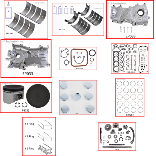 Enginetech MKNI2.4LP Master Engine Rebuild Kit for 1998-2001 Nissan 2.4L 4-Cyl .040" Over Bore (3.545")