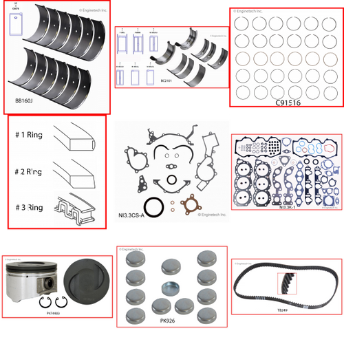 Enginetech MKNI3.3AP Master Engine Rebuild Kit for 1999-2002 Nissan 3.3L V6 .020" Over Bore (3.620")