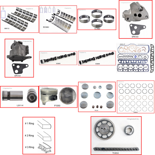 Enginetech MKJ242C Master Engine Rebuild Kit for 1994-1995 Jeep 242 4.0L V6 .060" Over Bore (3.935")