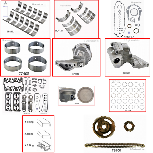 Enginetech RCC207EP Engine Rebuild Kit for 2004-2005 Chevy 207 3.4L V6 .020" Over Bore (3.640")