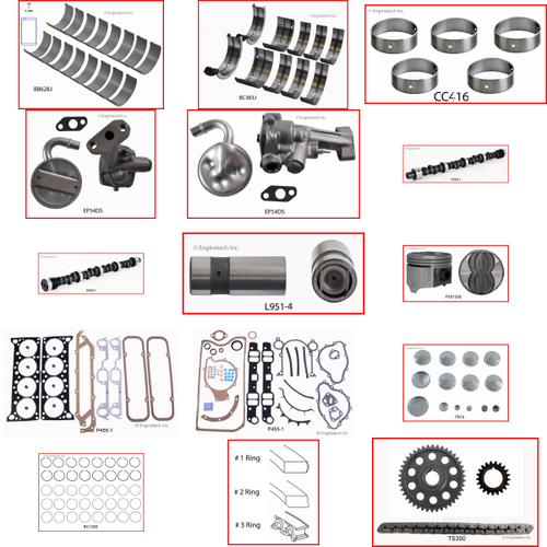 Enginetech MKP400 Master Engine Rebuild Kit for 1972-1976 Pontiac 400 6.6L V8 .030" Over Bore (4.150")