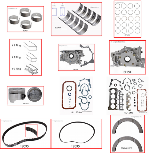 Enginetech MKSZ1.3P Master Engine Rebuild Kit for 1986-1989 Suzuki 1.3L 4-Cyl .020" Over Bore (2.935")